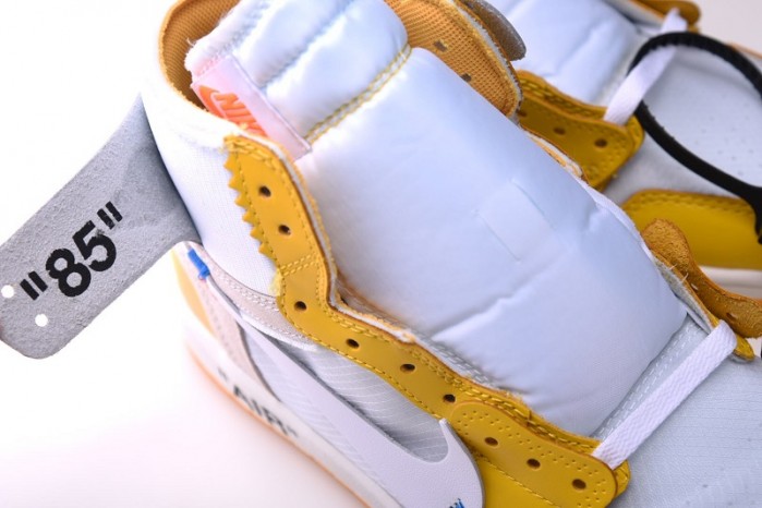 2019 Air Jordan 1 x OF NRG White/Dark Powder Yellow-Cone AQ0818-149