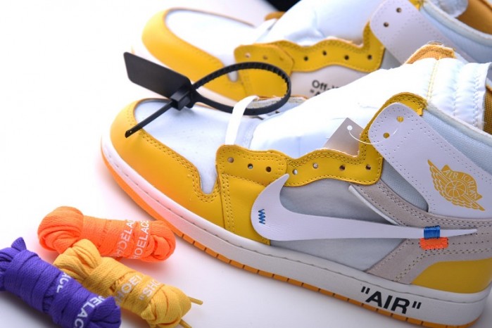 2019 Air Jordan 1 x OF NRG White/Dark Powder Yellow-Cone AQ0818-149