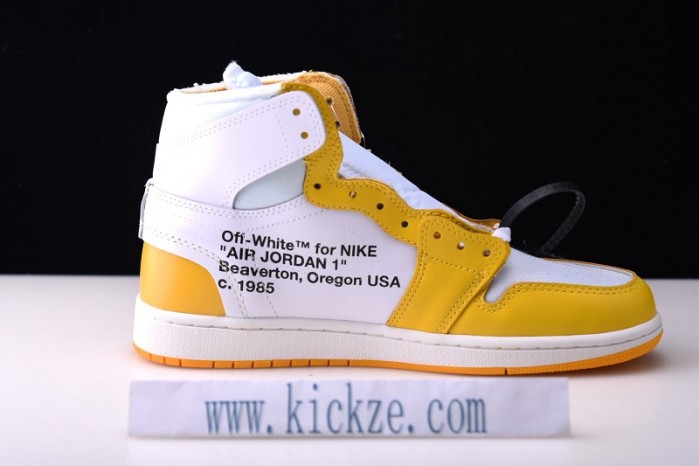 2019 Air Jordan 1 x OF NRG White/Dark Powder Yellow-Cone AQ0818-149
